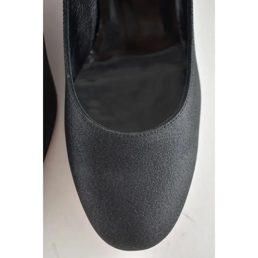 Christian Louboutin Miss Jane 55 Black Glitter Mary Jane Block Heel Pump 37.5
